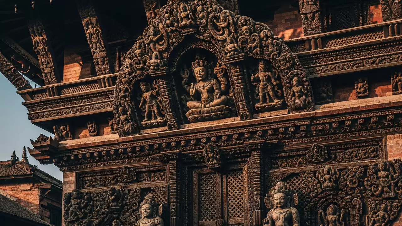 Interior details of traditional Newari architecture showcasing heritage design
